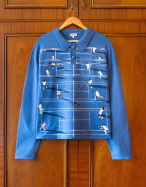 FINE KNIT TENNIS SWEATER ASPHALT